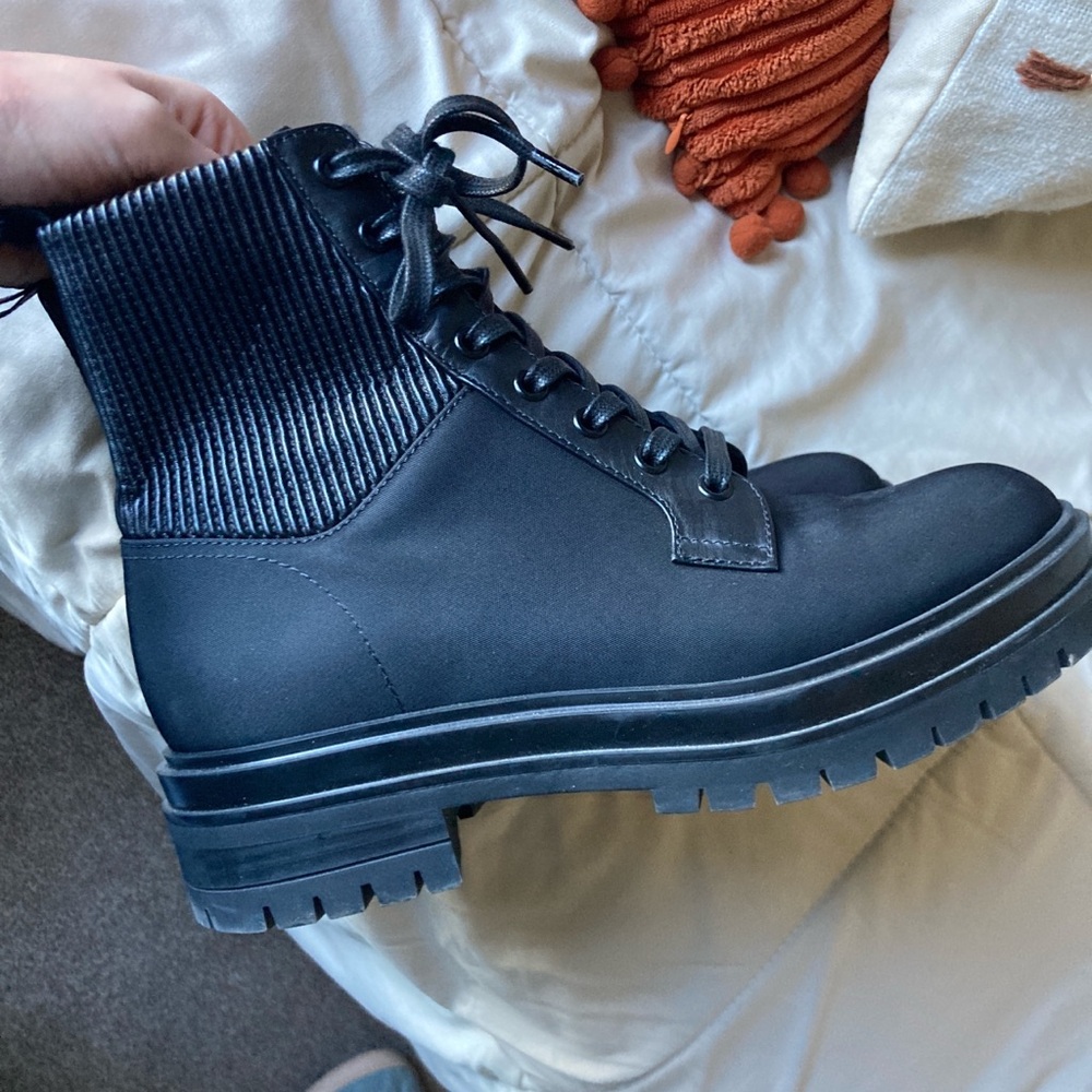 Black Lace-Up Combat Boots